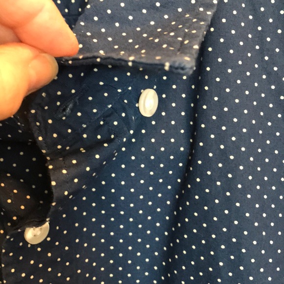 J. Crew Navy + White Polka Dot Slim Fit Shirt XL - Picture 3 of 7